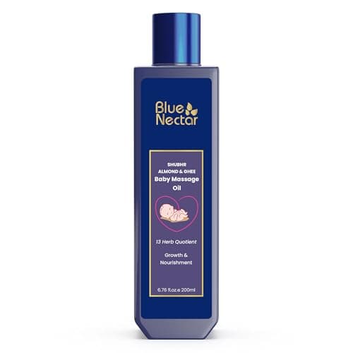 Image of Blue Nectar Ayurvedic Baby Oil with Organic Ghee, 100% Natural Baby Massage Oil With Coconut Oil & Olive Oil (13 Herbs, 200ml)