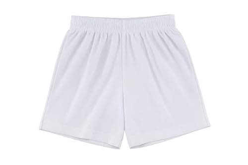 Image of BSBAAA FASHIONS Boys Sports Shorts, Gym Football Training Activewear, Kids School PE Shorts Lightweight Quick Dry Pull-On (White, 13-14 Years)