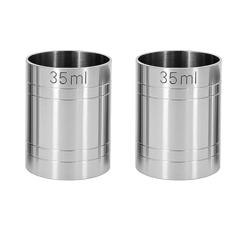 Image of Chabrias Ltd 2 Pack 35ml Premium Stainless Steel Silver Thimble Measure Barware Professional Spirit Measuring Cups, Home Bars, Cocktail Stations & Bartenders, CE Marked