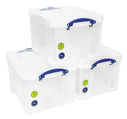 Image of Really Useful Plastic Storage Box Bonus Pack 3x35 Litre Clear