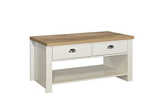 Image of Birlea Coffee Table Cream & Oak Highgate 2 Drawer Farmhouse Shabby Chic