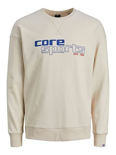 Image of JACK & JONES Mens Pullover Sweatshirt Crew Neck Casual Warm Basic Sweater Moonbeam S