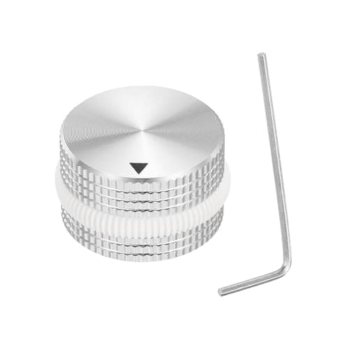 Image of sourcing map Aluminium Potentiometer Knobs, 1/4"(6mm) Volume Audio Control Knobs 15.5mm x 25mm Potentiometer Screw Type for Guitar Bass with White Rubber Ring and Wrench, Silver