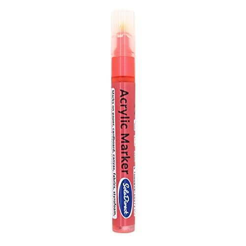 Image of SolaDirect Metallic Neon Red Permanent Marker Pen, Bullet Tip 2.5 mm Point, Acrylic Paint Based, Multi-Surface, Work on Stone, Wood, Leather, Fabric, Plastic, Rubber, Glass, Cardboard