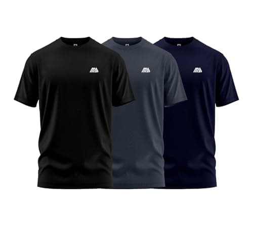 Image of mymixtrendz Pack of 3 Mens Active Short Sleeves T Shirt Olympic Casual Uniform Work Wear Regular Fit Round Neck Multi-Colours Gift T Shirt Top
