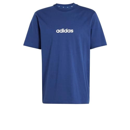 Image of adidas Men's Essentials Linear Single Jersey TEE, Dark Blue/White, L
