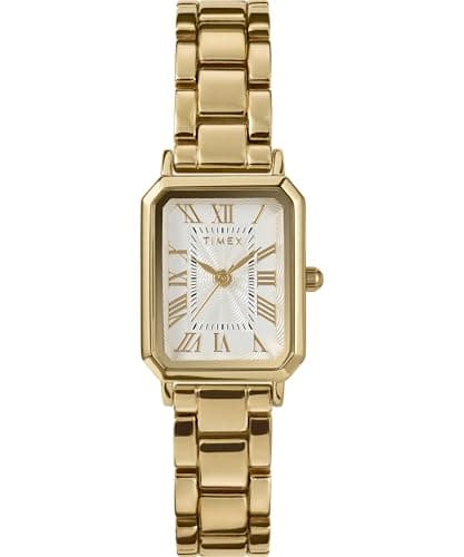 Image of Timex Women's Trend 21 mm Watch, Gold-Tone Alloy Strap White Dial Gold-Tone Case TW2Y01200