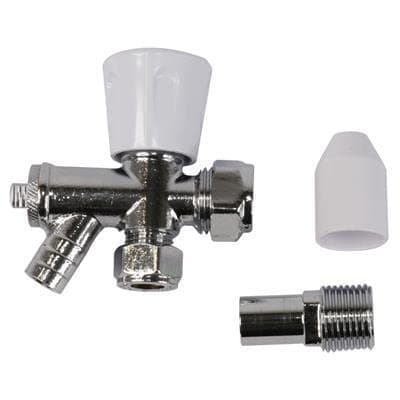 Image of Pack of 2-10mm Angle Radiator Valve with Drain - Genbra (Known as 10mm microbore Radiator valves / 10mm rad valves / 10mm lockshield Valve / 10mm Angled Radiator valves Also Available in 8mm)