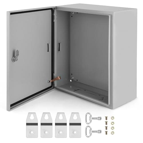 Image of Aptliton Electric Enclosure Box IP66 Waterproof, Metal Junction Box, Wall Mounted Steel Electrical Cabinet with Lock & Mounting Plate for Outdoor