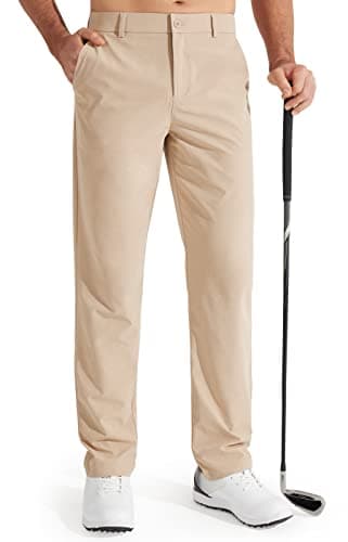 Image of Libin Golf Trousers for Men Slim Fit Chinos Pants 30" Stretch Quick Dry Lightweight Business Casual Pants for Men Comfy Waterproof Khaki 32W x 30L
