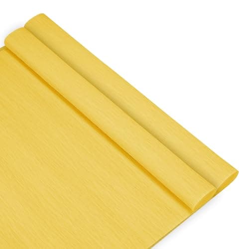 Image of M METERXITY 2-Pack Crepe Paper, 8.2ft x 20" /250 x 50cm(LxW) Soft Wide Crepe Paper Streamer Sheet, Decorative Craft Streamer for DIY Craft/Flower Making/Decoration [Golden Yellow]