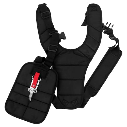 Image of Universal Brush Cutter Shoulder Harness Strap with Double Padded Shoulders and Adjustable Waist Band for Safer Grass Trimming and Comfortable Use in Garden Tool Applications