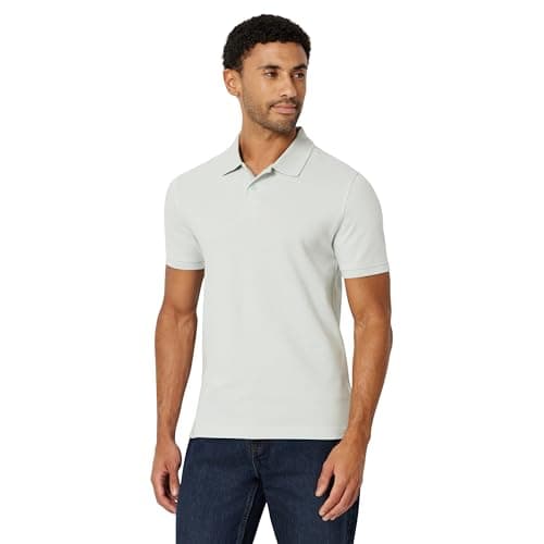 Image of Amazon Essentials Men's Polo Shirts Short-Sleeve, Slim-Fit Cotton Pique, Light Sage Green, XS