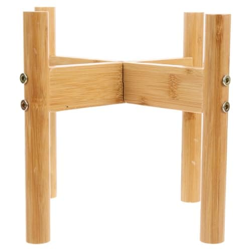 Image of STOBOK Single Raised Dog Bowl Stand Elevated Bamboo Cat Food Bowl Holder Small Pet Feeder Stand Wooden Pet Support Rack for Household Use 18cm