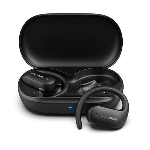 Image of JLab JBuds Open Sport Earbuds - Wireless Open Ear Headphones, Sports Earbuds with Earhooks, 26H Playtime Hook Over Ear Running Earphones, IP55 Sweat-Resistant Ear Buds, Bluetooth Multipoint, Black