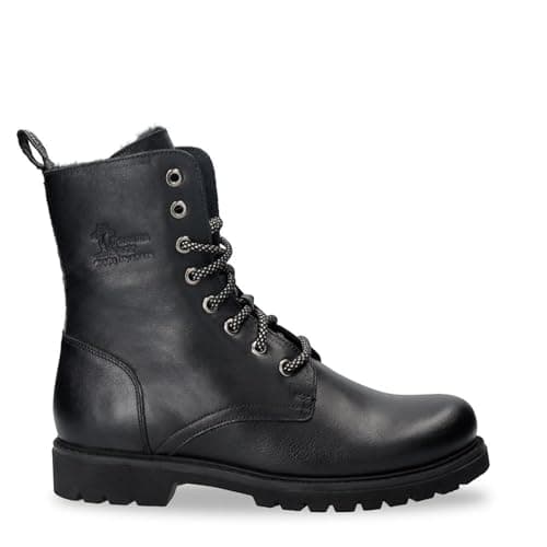 Image of Panama Jack Women's Frisia B1 Black Waterproof Leather Combat Boots