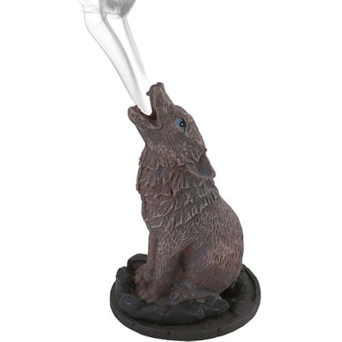 Image of Something Different Wholesale Dark Brown Wolf Design Incense Cone Holder - 12.5cm x 6.5cm (1 Pc) - Eye-catching Design - Perfect Ambience Enhancer for Home & Office