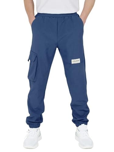Image of CAMLAKEE Kids Softhell Hiking Trousers Boys Waterproof Outdoor Cargo Pants Walking Jogging Bottoms with Elastic Waist Navy UK:13-14 Years (manufacturers's Size: 170)
