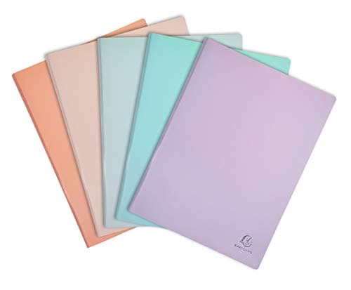 Image of Exacompta - Ref 88360E - Aquarel Collection - Softcover A4 Display Books - 500 Micron Rigid Polypropylene, 30 Pockets, Assorted Pastel Colours - Pack of 12