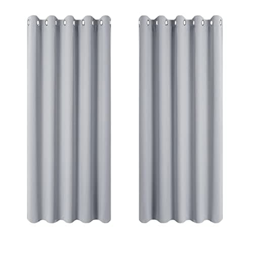 Image of PONY DANCE Thermal Insulated Blackout Curtains - Eyelet Black Out Bedroom Curtain 2 Panels Energy Saving Window Drapes, 66 Inch x 54 Inch (Width x Length), Silver Grey