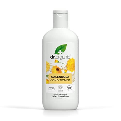 Image of Dr Organic Calendula Conditioner, Fragrance Free, Sensitive Skin, Mens, Womens, Natural, Vegan, Cruelty-Free, Paraben & SLS-Free, Organic, 265ml, Packaging may vary