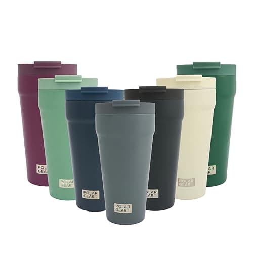 Image of Polar Gear Coffee Cup Travel Mug, 470ml Large Travel Mug, Insulated Cup with Leakproof Screw Closure Lid, 304 Stainless Steel Double Walled, Reusable Coffee Cups (Graphite)