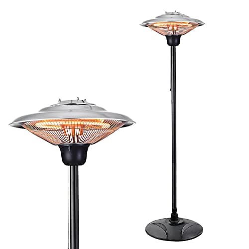 Image of Litecraft 1500 Watt Outdoor Floor Standing Garden Radiant Patio Heater - Silver