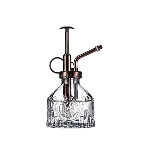 Image of Eidoct Glass Plant Mister Spray Bottle, 6.5" Gray Glass Water Spray Bottle with Bronze Top Pump Small Watering Can, Small Plant Sprayer Mister (Gray+Bronze D)