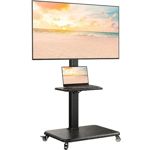 Image of Perlegear Mobile TV Stand, Tilt & Swivel Rolling TV Cart for 32 to 75 inch TVs up to 110 lbs, Height Adjustable Rolling TV Stand with Wheels, Max VESA 600x400mm, PGTVMC27