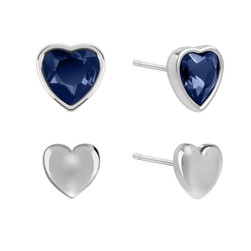Image of Radley Silver Plated Blue Heart Stone Set Twin Pack Stud Earrings