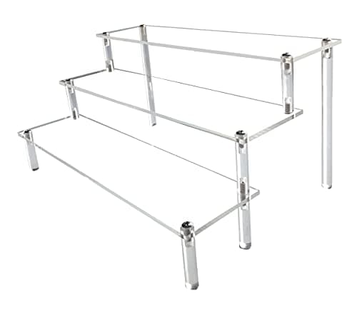Image of Acrylic Riser Clear Display Stand Cologne Organizer Acrylic Shelves 3 Tier Shelf for Amiibo Funko Figures Toys Cupcake Food Desserts Perfume Collection (1 PACK)