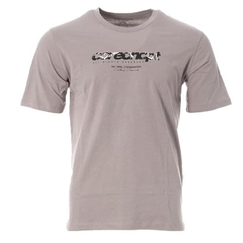 Image of JACK & JONES Mens Crew Neck Short Sleeve T-Shirt, Casual Cotton Tee Top for Everyday Wear, Comfortable Regular Fit T-Shirt for Men, Grey Flannel Colour, UK Sizes S