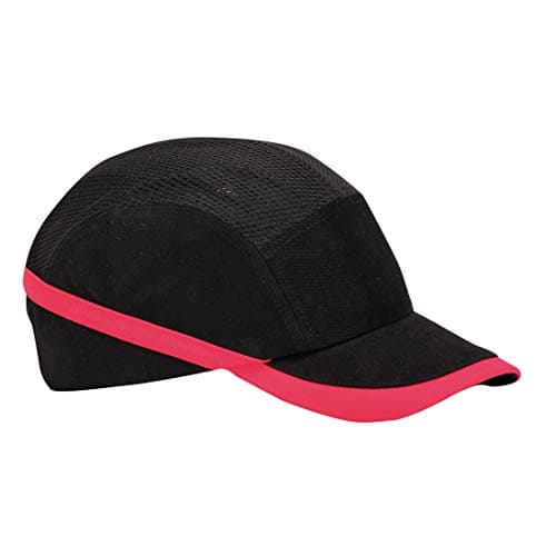 Image of Portwest PW69 Vent Cool Bump Cap Mens Bump Caps for Men EN 812 Head Protection Lightweight Adjustable Breathable Mesh Vented Peaked Baseball Style Workwear Warehouse Delivery, Black, One Size