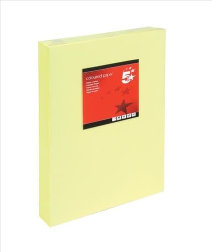 Image of 5 Star Coloured Copier Paper Multifunctional Ream-Wrapped 80gsm A3 Light Yellow [500 Sheets]