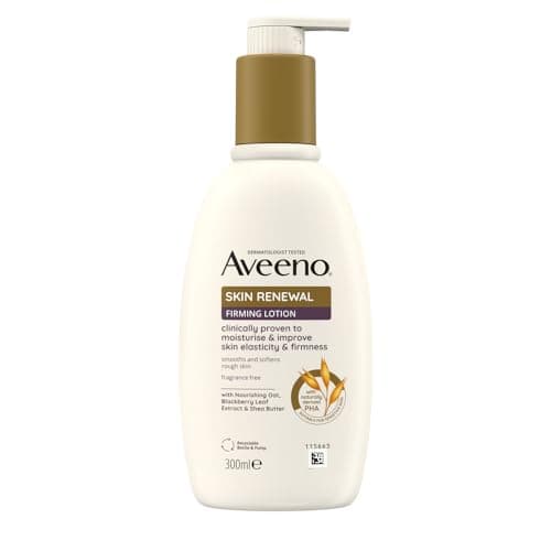 Image of Aveeno Skin Renewal Firming Lotion (1x 300ml), Firming Body Lotion with Nourishing Prebiotic Oat, Shea Butter, 4% Naturally-Derived PHA and Blackberry Leaf Extract