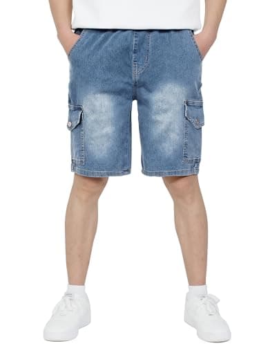 Image of CAMLAKEE Kids Cargo Shorts Boys School Short Trousers Lightweight Summer Bottoms Denim UK:12-13 Years (manufacturers's Size: 160)