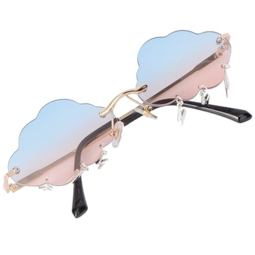 Image of Operitacx Rimless Cloud Sunglasses with Colored Lenses Pink for Festival Party Women Lightweight Stylish Shades
