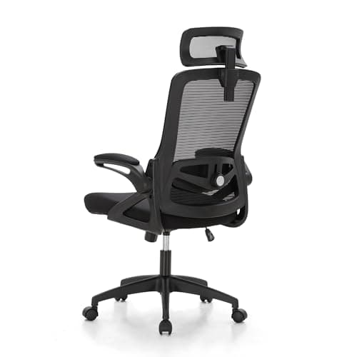 Image of ALPHA HOME Ergonomic Office Desk Chair, Breathable Mesh Computer Chair with Adjustable Lumbar Support, Headrest and Flip up Armrests, Comfortable Executive Chair for Home Office