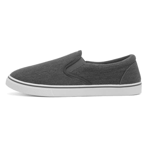 Image of Red Fish Mens Dark Grey Slip On Casual Canvas - Size 9 UK - Grey