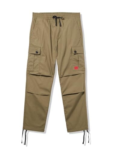 Image of HUGO Men's Cotton Rip Stop Cargo Pocket Joggers Casual Pants, Burnt Olive, 34
