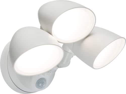 Image of Knightsbridge 110-230V IP65 Triple Head White 30W Security Floodlight with PIR, Sensor, CCT and Manual Override