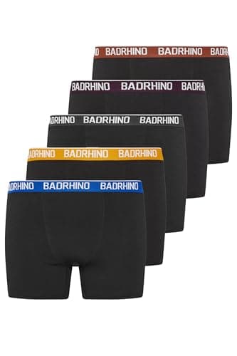Image of BadRhino 5 Pack Blue/Yellow/Brown/Purple/Black Band Boxers - Men's - Plus Size Curve