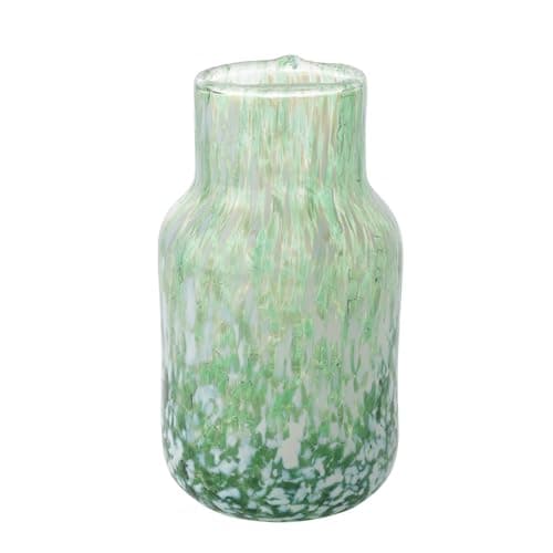 Image of Widdop and Co Hestia Green Glass Vase with Tapered Top - 13cm x 7cm x 7cm - Beautiful Design - Small Decorative Vase for Flowers, Home, Kitchen, Office, Bud Vase