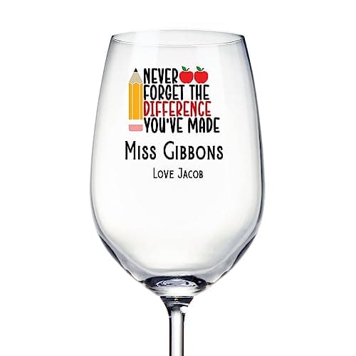 Image of ukgiftstoreonline Personalised Teacher Wine Glass Gift Keepsake Never Forget Sentiment