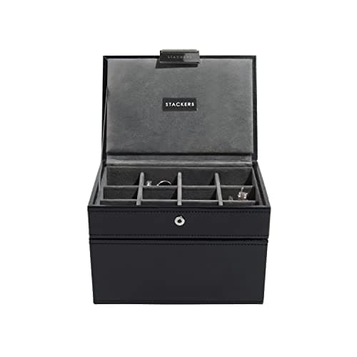 Image of Stackers Smooth Black Watch Box & Cufflink Set