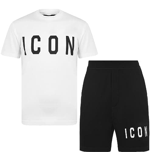 Image of Vibes Mens Cotton T Shirt and Shorts Set Icon Print Tracksuit Summer Men's Short and T Shirt Set Printed Summer Outfit for Mens S M L XL XXL (M, White)