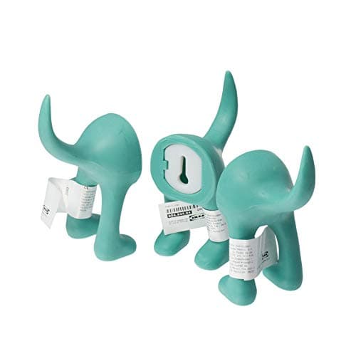 Image of IKEA BASTIS Dog-Tail Wall Hooks, Turquoise, 12 Centimetres, Set of 3