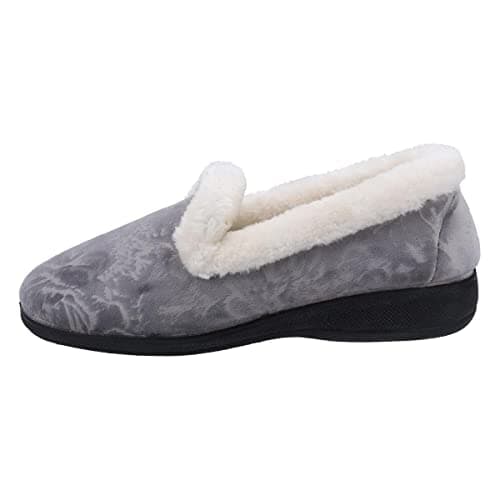 Image of Fleet & Foster Adelaide Womens Grey Velour Slipper - Size 3.5 UK - Grey