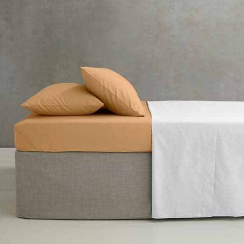 Image of Catherine Lansfield Easy Iron Percale Combed Double Extra Deep Fitted Sheet Caramel