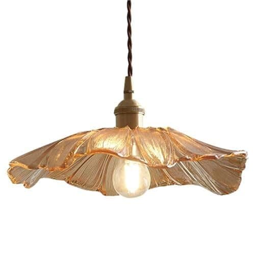 Image of HUAYUSEDF Modern Industrial Lotus Leaf Glass Pendant Lamp Chandelier Hanging Lighting Ceiling Fixture E27 Single Head Creative for Bedroom Living Room Balcony